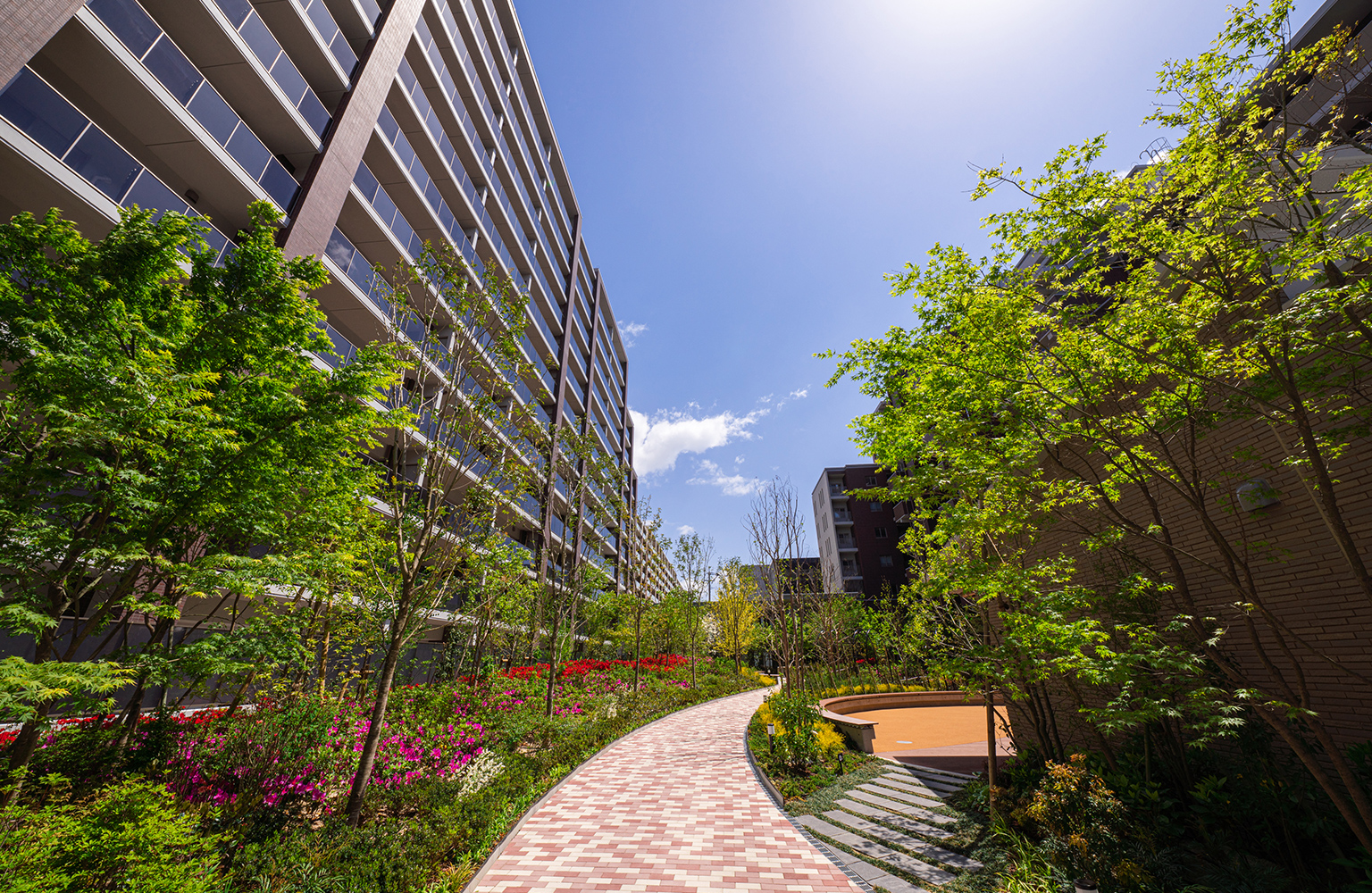 「3歳の次男は、この中庭でお散歩するのが大好きです」