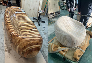 制作中のベンチ