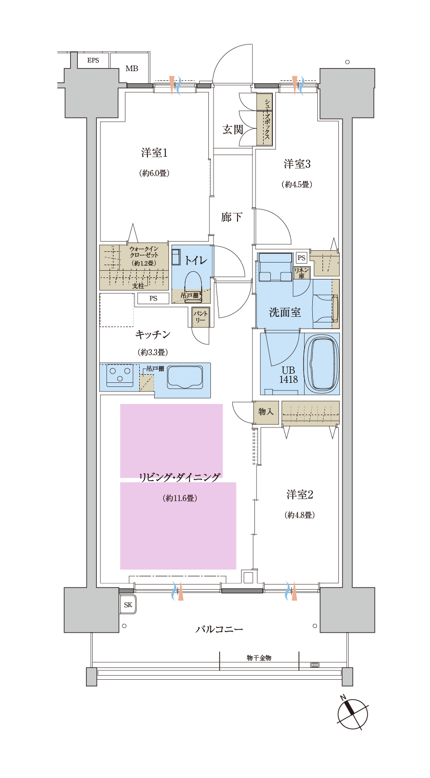 E2 type 間取り図