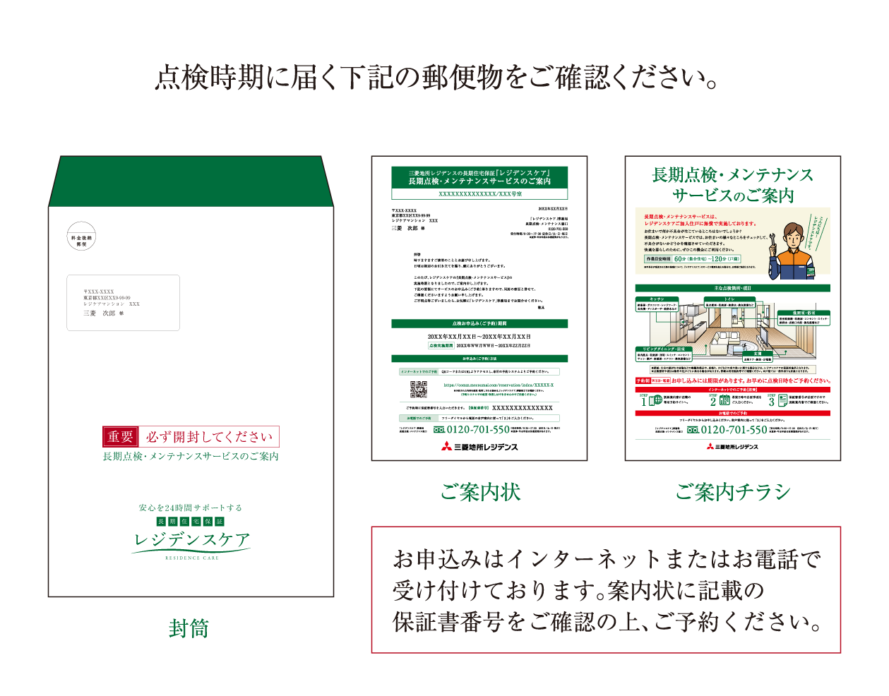 点検時期に届く下記の郵便物をご確認ください。