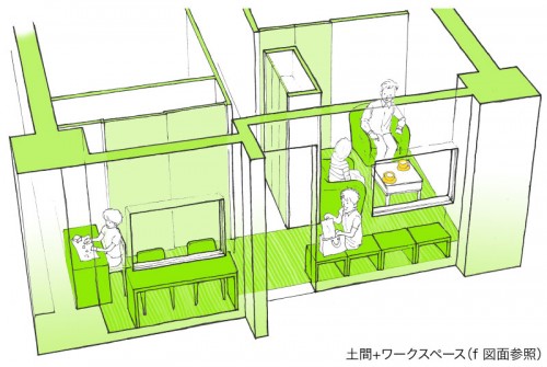 土間+ワークスペース(f 図面参照)