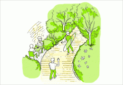 食事もできる共有の広場（イメージ）