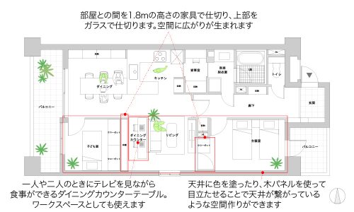 提案4「2つのダイニング空間を配置したプラン」