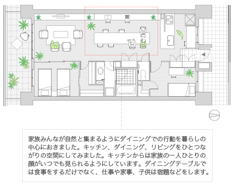 Plan 01 大きなダイニングは暮らしの中心