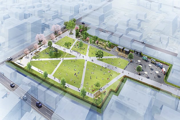 （仮称）新宿町1丁目広場整備事業2026年度供用開始予定
