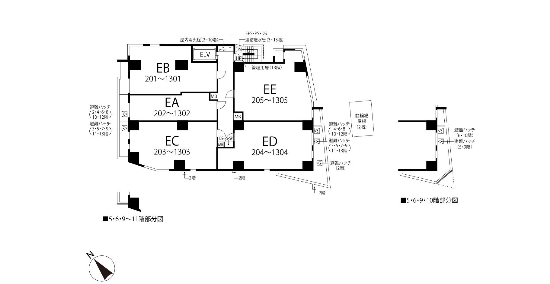 ザ・パークハビオ 市ヶ谷ウエスト 2階平面図