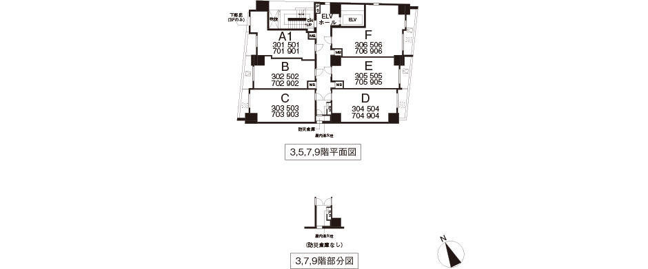 3,5,7,9階平面図