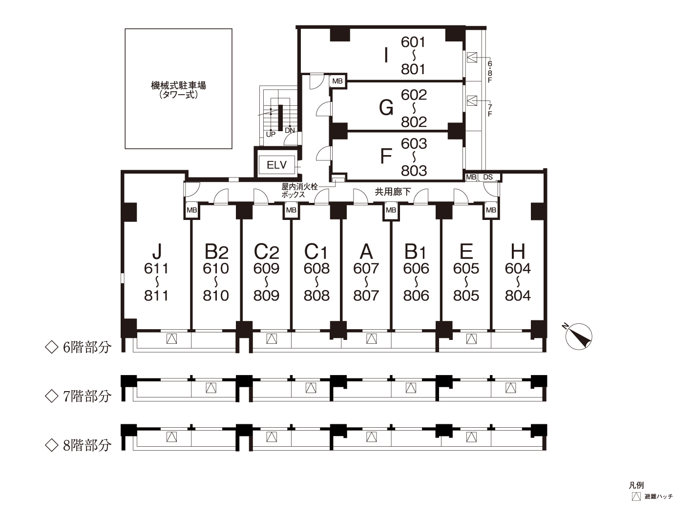 6階～8階平面図